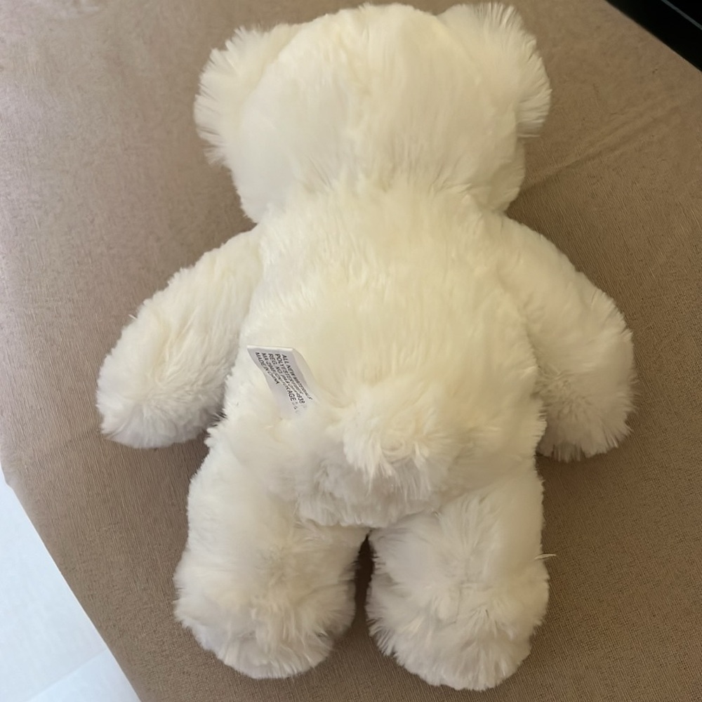 White teddy bear with red bow - Picture 5 of 6